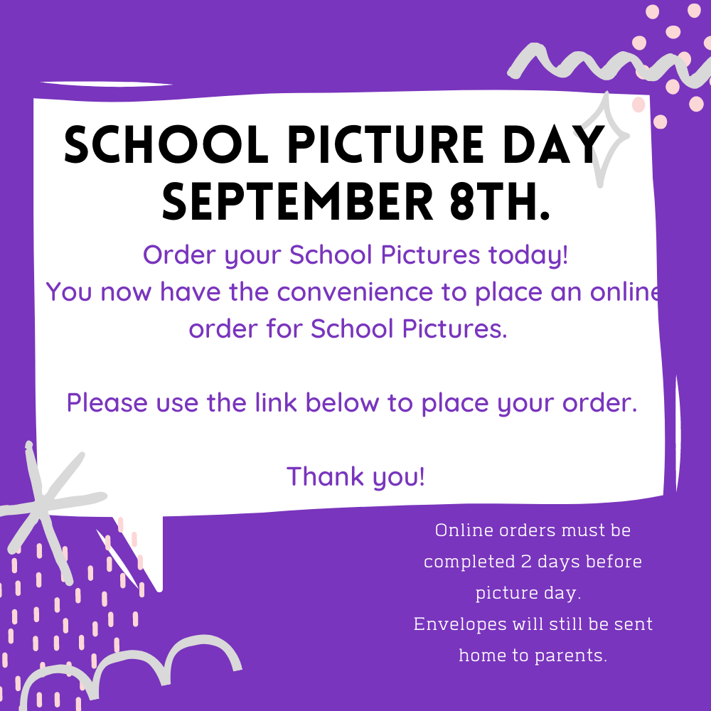 School Picture day is Sept. 8th