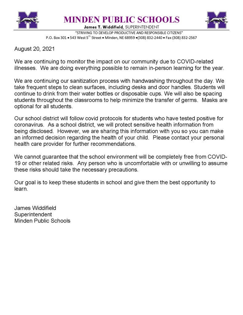 Parent Letter 8-20-2021