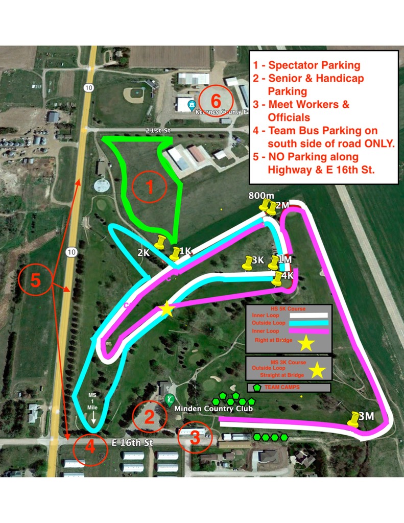 Minden Country Club SWC Cross Country Parking and Route Map